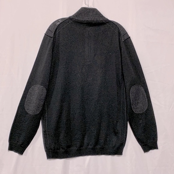 CODICE quarter zip merino wool blend sweater gray front bodice black back men’s - Picture 2 of 12